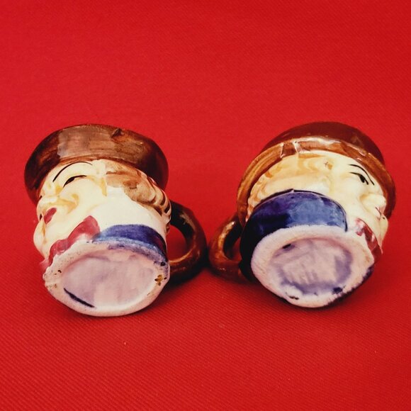 Vintage Small Toby Mugs with Brown Bowler Hat Set of 2 - Picture 7 of 11